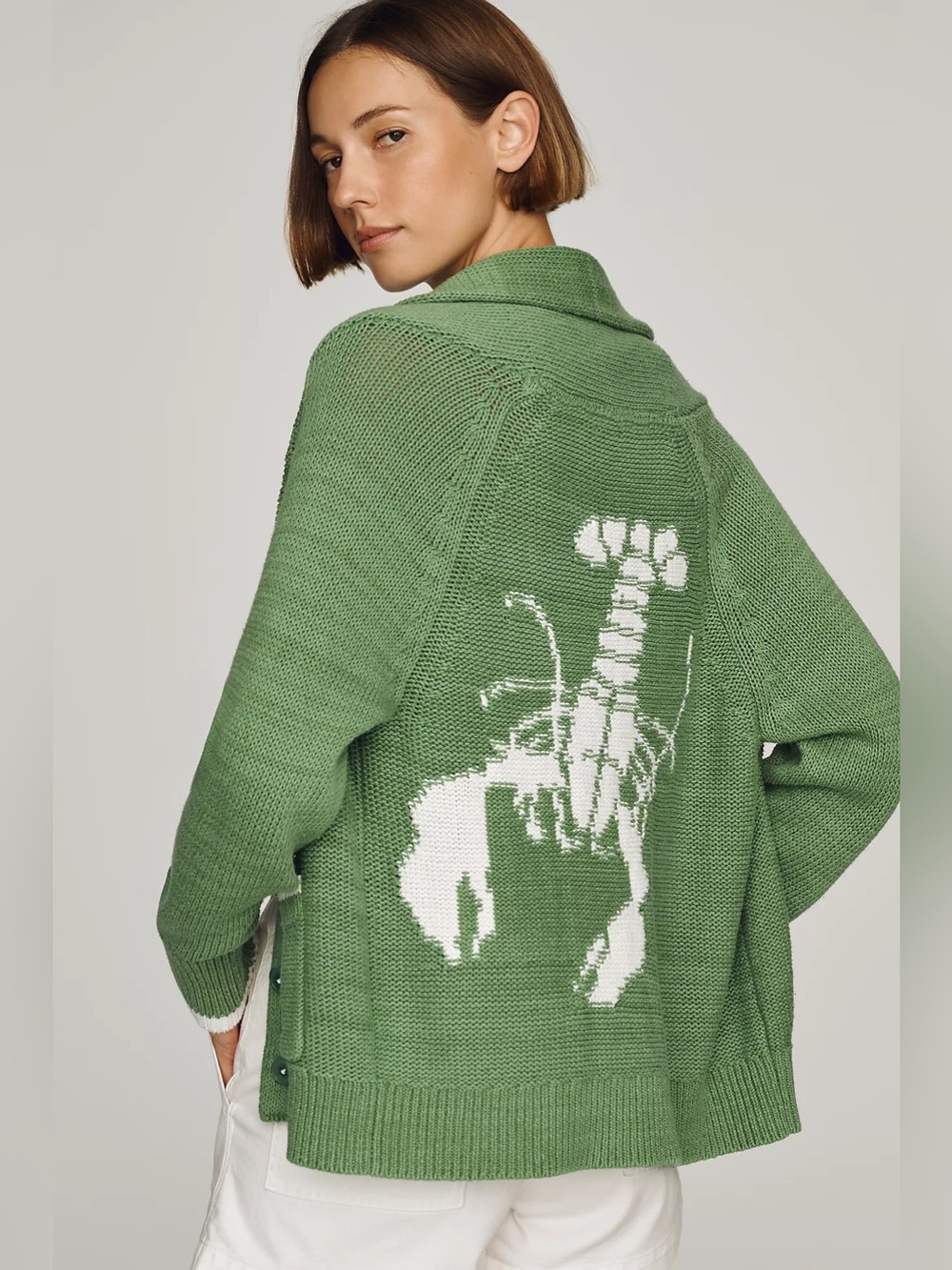 NWT Anthropologie Maeve Foldover Lobster Maine Nautical Cardigan Size Small